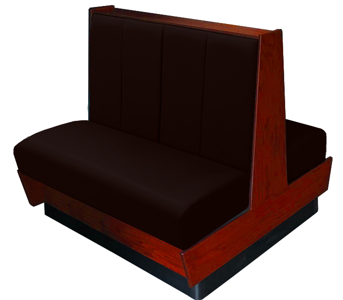 Kirkwood vinyl/upholstered wood booth stained in cherry. Espresso vinyl.