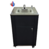 Portable washing station face on hands free faucet hot cold web