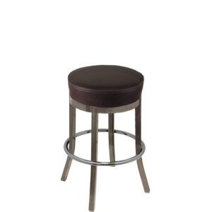 BB 288 CCS ESP XL Button Top Barstool with Espresso Vinyl and Clear Coat Stationary Frame