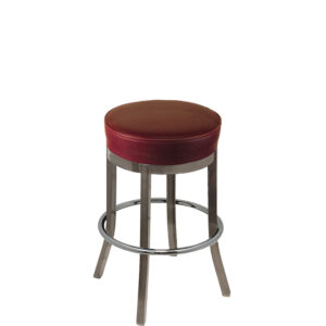 BB 288 CCS WINE XL Button Top Barstool with Wine Vinyl and Clear Coat Stationary Frame