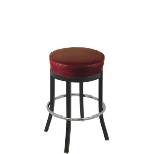 BB 288 WINE XL Button Top Barstool with Wine Vinyl and Black Powder Coat Stationary Frame
