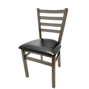 CM 2160BN BLK Brushed Nickel Ladderback Metal Frame Chair with Black vinyl seat