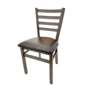 CM 2160BN ESP Brushed Nickel Ladderback Metal Frame Chair with Espresso vinyl seat