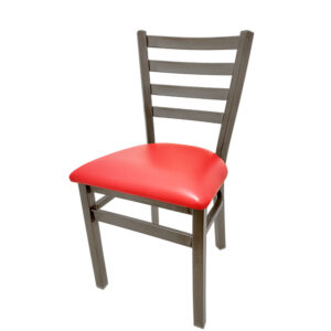 CM 2160BN RED Brushed Nickel Ladderback Metal Frame Chair with Red vinyl seat