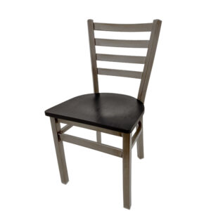 CM 2160BN WB Brushed Nickel Ladderback Metal Frame Chair with Black stain wood seat