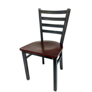 CM 234R M Rustic Ladderback Metal Frame Chair with Mahogany stain wood seat