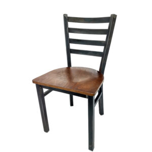 CM 234R WA Rustic Ladderback Metal Frame Chair with Walnut stain wood seat