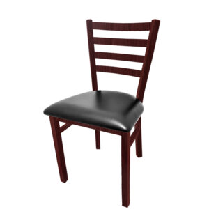 CM 234W MH BLK Metalwood Ladderback Metal Frame Chair in Mahogany finish with Black vinyl seat