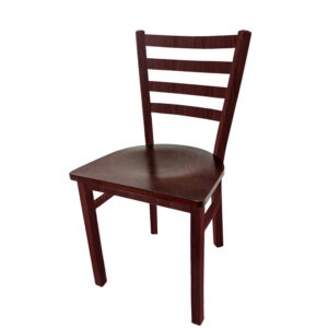 CM 234W MH M Metalwood Ladderback Metal Frame Chair in Mahogany finish with Mahogany stain wood seat