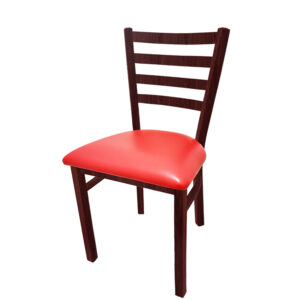 CM 234W MH RED Metalwood Ladderback Metal Frame Chair in Mahogany finish with Red vinyl seat