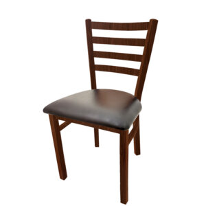 CM 234W WA ESP Metalwood Ladderback Metal Frame Chair in Walnut finish with Espresso vinyl seat
