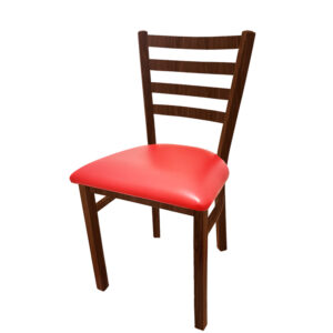 CM 234W WA RED Metalwood Ladderback Metal Frame Chair in Walnut finish with Red vinyl seat