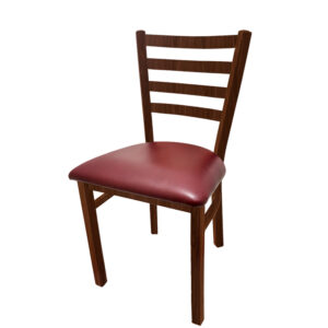 CM 234W WA WINE Metalwood Ladderback Metal Frame Chair in Walnut finish with Wine vinyl seat