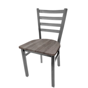 SL135C BW Clear Coat Plain Weld Ladderback Chair with Barnwood wood seat