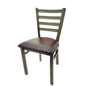 SL135C ESP Clear Coat Ladderback Metal Frame Chair with Espresso vinyl seat