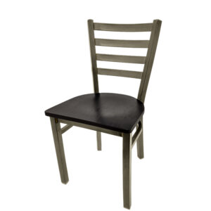 SL135C WB Clear Coat Ladderback Metal Frame Chair with Black stain wood seat