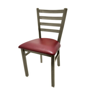 SL135C WINE Clear Coat Ladderback Metal Frame Chair with Wine vinyl seat