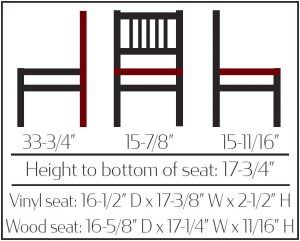 SL2090 Verticalback Metal Frame Dining Chair dimensions