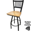 SL2090S N Verticalback Barstool with Clear Coat Wood Seat and Black Powder Coat Swivel Frame