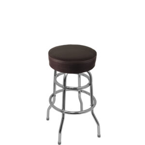 SL2129 ESP Standard Button Top Barstool in Espresso Vinyl with Double Rung Chrome Swivel Frame 1