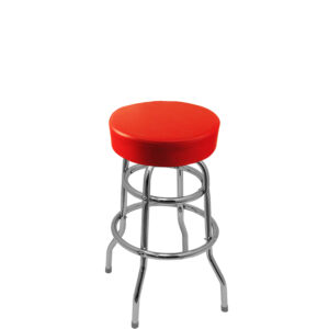 SL2129 RED Standard Button Top Barstool in Red Vinyl with Double Rung Chrome Swivel Frame