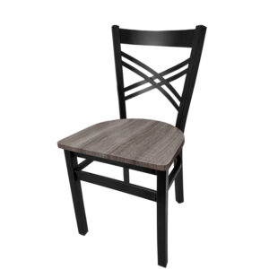 SL2130 BW Crossback Metal Frame Chair with Barnwood wood seat matching