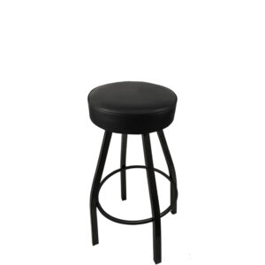 SL2132 BLK Standard Button Top Barstool with Black Vinyl and Black Powder Coat Swivel Frame