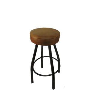 SL2132 BUC Standard Button Top Barstool with Buckskin Vinyl and Black Powder Coat Swivel Frame