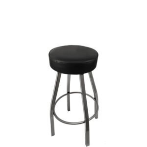 SL2132 CCS BLK Standard Button Top Barstool with Black Vinyl and Clear Coat Swivel Frame