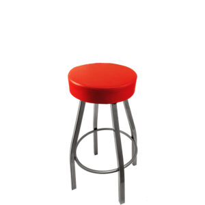 SL2132 CCS RED Standard Button Top Barstool with Red Vinyl and Clear Coat Swivel Frame