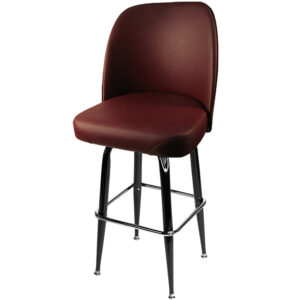 SL2133 WINE Standard Bucket Barstool with Wine Vinyl and Gloss Black Square Swivel Frame 1