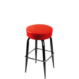 SL2135 RED Standard Button Top Barstool with Red Vinyl and Gloss Black Square Swivel Frame