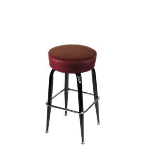 SL2135 WINE Standard Button Top Barstool with Wine Vinyl and Gloss Black Square Swivel Frame
