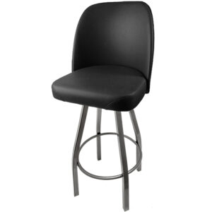 SL2136 CCS BLK Standard Bucket Barstool with Black Vinyl and Clear Coat Swivel Frame