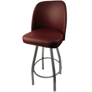SL2136 CCS WINE Standard Bucket Barstool with Wine Vinyl and Clear Coat Swivel Frame 1