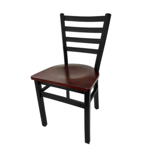 SL2160 M Premium Ladderback Metal Frame Chair with Mahogany stain wood seat