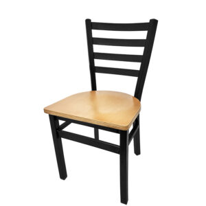 SL2160 N Premium Ladderback Metal Frame Chair with Clear Coat wood seat