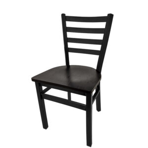 SL2160 WB Premium Ladderback Metal Frame Chair with Black stain wood seat