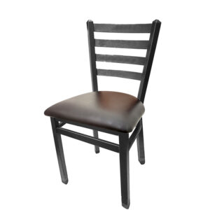 SL2160SV ESP Silvervein Ladderback Metal Frame Chair with Espresso vinyl seat