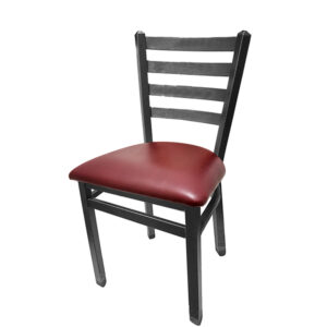 SL2160SV WINE Silvervein Ladderback Metal Frame Chair with Wine vinyl seat