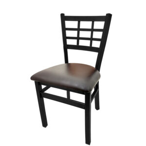SL2163 ESP Windowpane Metal Frame Chair with Espresso vinyl seat matching