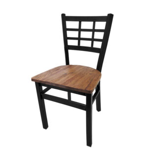 SL2163 RW Windowpane Metal Frame Chair with Reclaimed wood seat matching