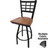 SL2163S RW Windowpane Barstool with Reclaimed Wood Seat and Black Powder Coat Swivel Frame