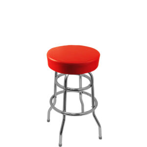 SL3129 RED XL Button Top Barstool in Red Vinyl with Double Rung Chrome Swivel Frame 1