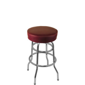 SL3129 WINE XL Button Top Barstool in Wine Vinyl with Double Rung Chrome Swivel Frame