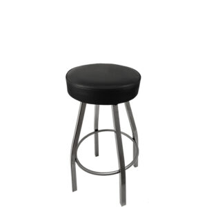 SL3132 CCS BLK XL Button Top Barstool with Black Vinyl and Clear Coat Swivel Frame 1