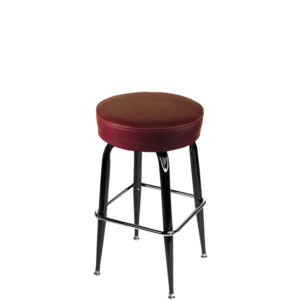 SL3135 WINE XL Button Top Barstool with Wine Vinyl and Gloss Black Square Swivel Frame