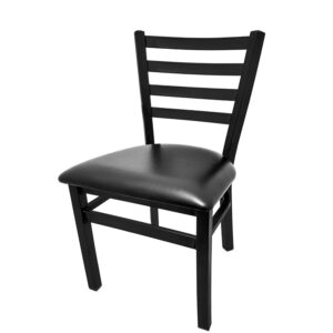 SL3160 BLK XL Ladderback Metal Frame Chair with Black vinyl seat