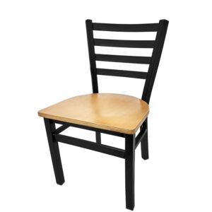 SL3160 N XL Ladderback Metal Frame Chair with Clear Coat wood seat