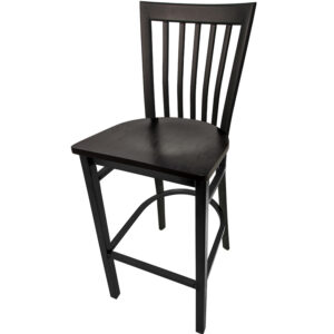SL4279 1 WB Jailhouse Metal Frame Barstool with Black stain wood seat